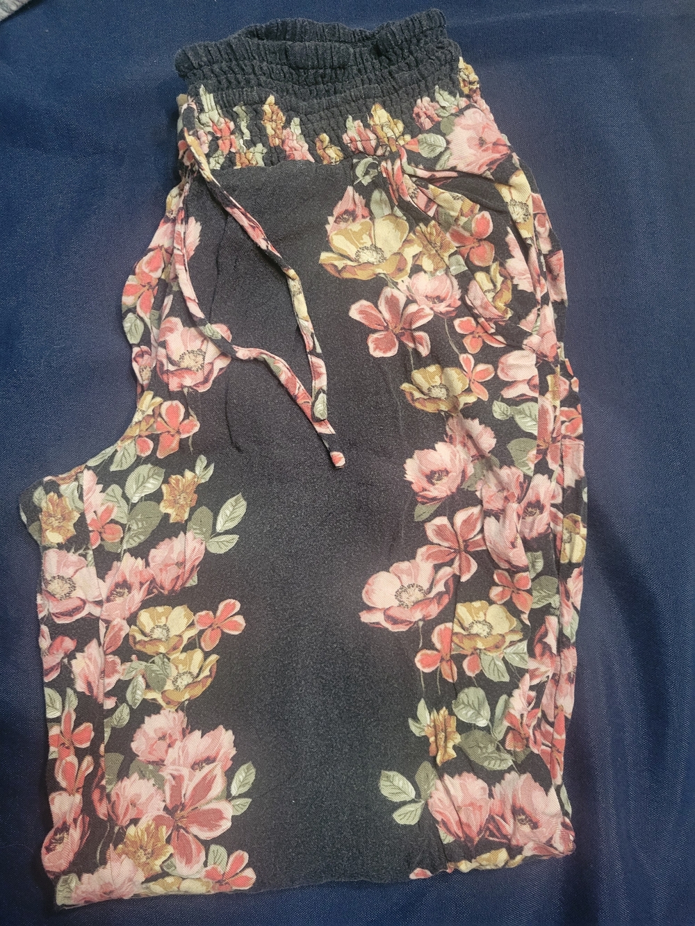 Maurices Black Floral Drawstring Pants